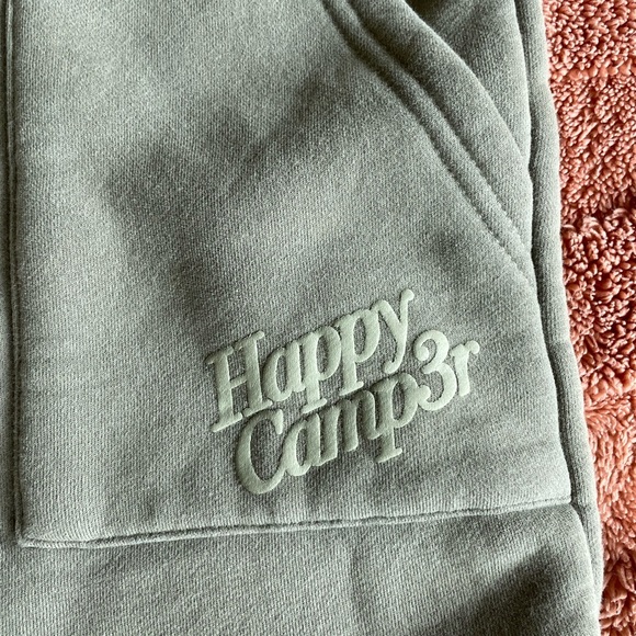 Happy Camper Puff Series Sweat Shorts in Dusty Olive - Picture 3 of 4